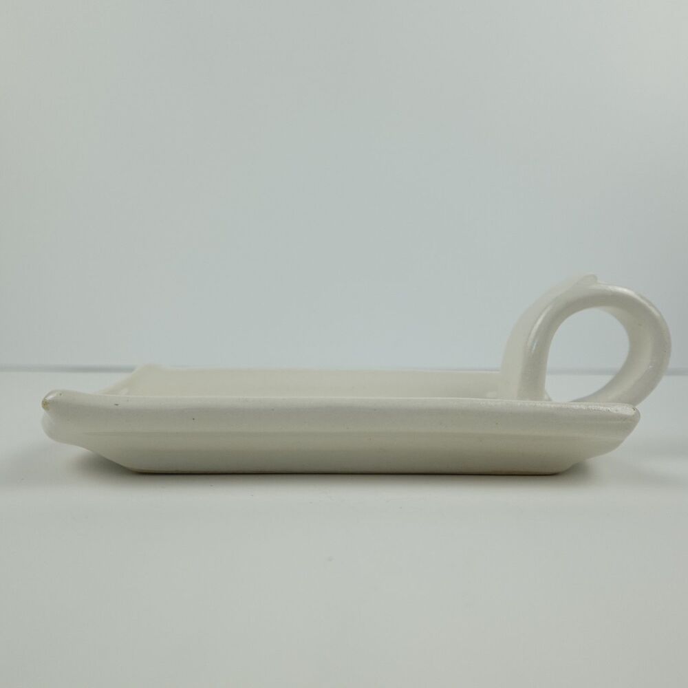 Pottery Ceramic Butter Dish White Glazed - Picture 2 of 9